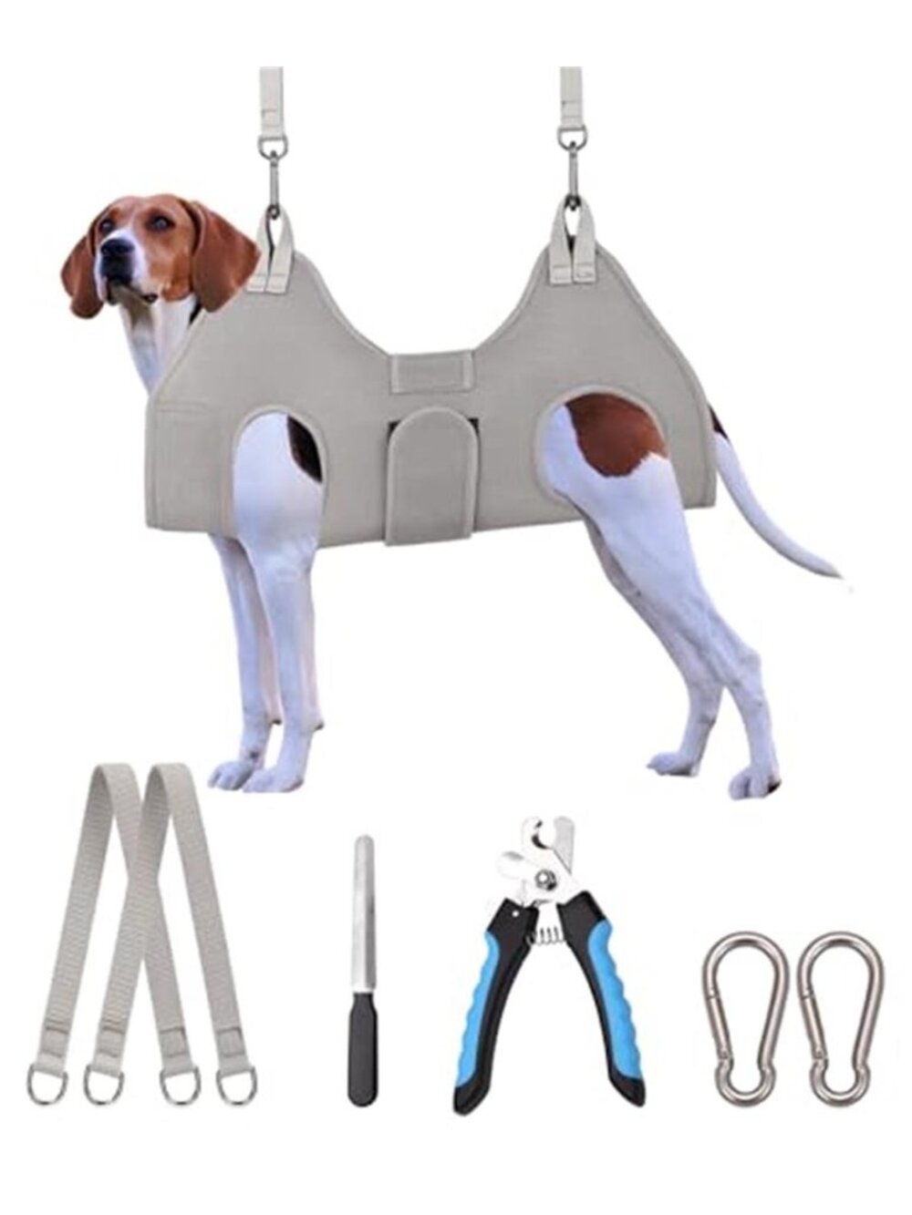 Dog Grooming Hammock Harness M-Large Dog for Nail Trim Gray Up To 56lbs